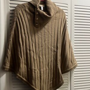 Michael Kors Camel Ribbed Poncho